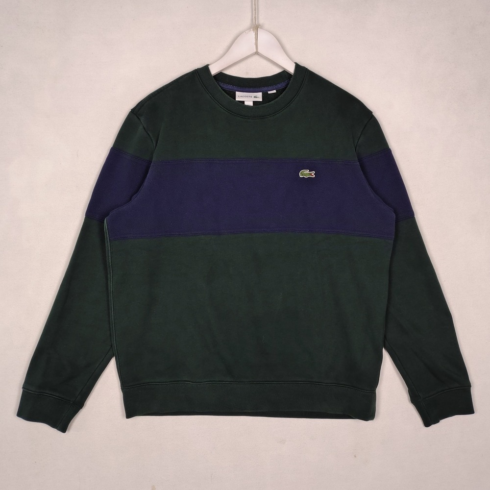 Lacoste Crewneck Colour-Block Sweatshirt Dark Green Navy Blue FR 5 US L